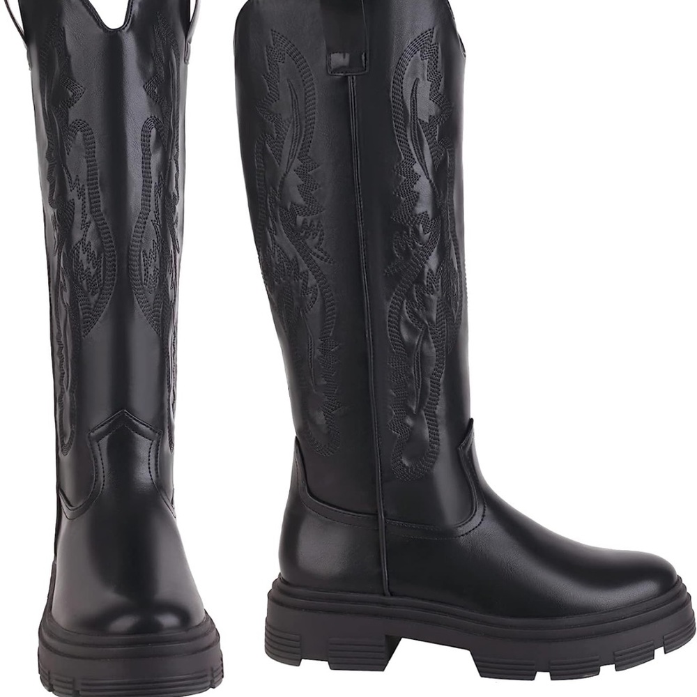 Size 8 Women’s Black Combat Cowboy Boot - NEVER WORN